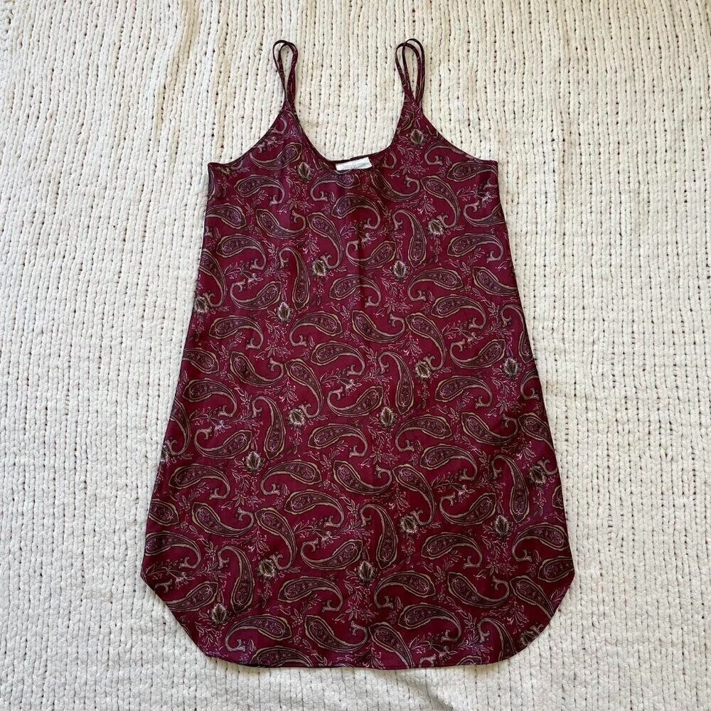 Women's Burgundy Paisley Slip Dress - Size Small